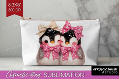 Penguins Valentine Cosmetic Bag Cute Valentines Day Makeup Product Image 1