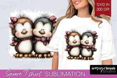Penguins Valentine Square Tshirt Background Whimsical Animal Product Image 1