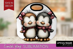 Penguins Valentine Lunch Bag Whimsical Animal Lunch Bug PNG Product Image 1