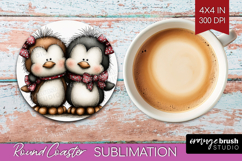 Penguins Valentine Round Coaster Whimsical Animal Coaster Product Image 1