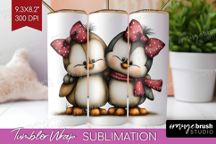 Penguins Valentine Tumbler Wrap Whimsical Animal Tumbler PNG Product Image 1
