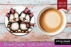 Penguins Valentine Round Coaster Whimsical Animal Coaster Product Image 1