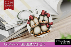 Penguins Valentine Keychain PNG Whimsical Animal Keychain Product Image 1