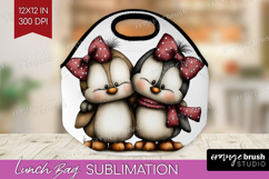 Penguins Valentine Lunch Bag Whimsical Animal Lunch Bug PNG Product Image 1