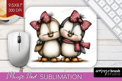 Penguins Valentine Mouse Pad Sublimation Whimsical Animal Product Image 1