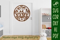 Penguins name sign svg laser cut template Product Image 3