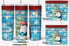 Plaid Penguin Christmas Tree Snowflake Glitter 20 oz Tumbler Product Image 1