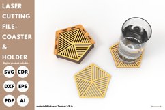 pentagon coaster with holder svg laser cutting design Product Image 4