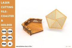pentagon coaster with holder svg laser cutting design Product Image 3