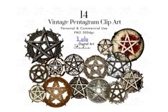 14 Vintage Pentagram Clip Art Set for Mystical Designs Product Image 1