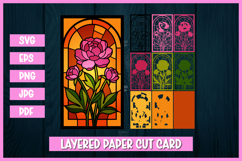 8 Layered Stained Glass Floral Cards SVG | 3D Paper Cut Product Image 7