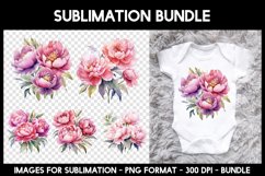 5 Peony Flowers Sublimation I Watercolour Product Image 1