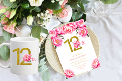 Peonies and Gold Numbers Clipart 10 PNG Product Image 2