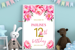 Peonies and Gold Numbers Clipart 10 PNG Product Image 3