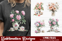 Watercolor Pink Peonies Flowers Clipart Product Image 1
