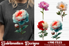 Watercolor Pink Peonies Flowers Clipart Product Image 1