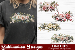 Watercolor Pink Peonies Flowers Clipart Product Image 1
