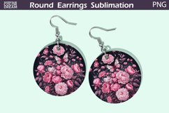 Peonies Earrings | Pink Flowers Round Earrings Product Image 1