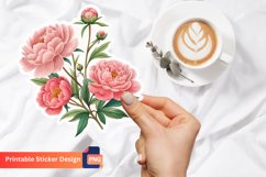 Peony flower sticker, Botanical sticker, Peony blossom art Product Image 1