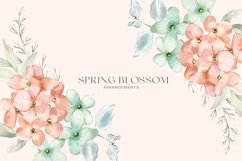 Spring Blossom Watercolor Peachy and Mint Flower Clipart Product Image 2