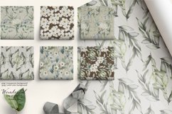 Watercolor White Flowers Seamless Pattern Set Product Image 9