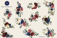 Burgundy &amp; Navy Watercolor Roses Clipart Collection Product Image 4
