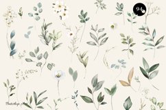 Watercolor White Flowers &amp; Greenery Large Collection Product Image 9
