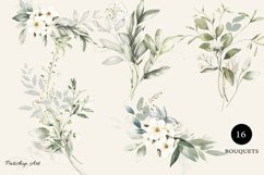 Watercolor White Flowers &amp; Greenery Large Collection Product Image 5
