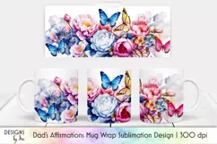 Peony Flowers With Butterflies Mug Wrap Sublimation 11 oz Product Image 1
