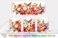 Mug Wrap Sublimation with Peony Flowers and Butterflies Product Image 1