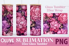 Peonies 25oz Glass Tumbler Wrap Sublimation PNG Product Image 1