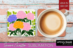 Peony Modern Floral Square Coaster Sping Flower Coaster PNG Product Image 1