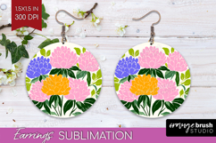 Peony Modern Floral Round Earrings Sping Flower PNG Product Image 1