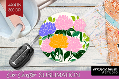 Peony Modern Floral Car Coaster Sping Flower Coaster PNG Product Image 1