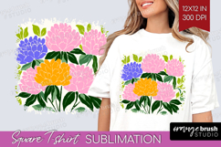 Peony Modern Floral Square Tshirt Background Sping Flower Product Image 1
