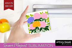 Peony Modern Floral Magnet Sublimation Sping Flower Square Product Image 1
