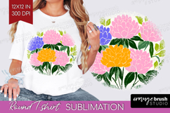 Peony Modern Floral Round Tshirt Background Sping Flower PNG Product Image 1