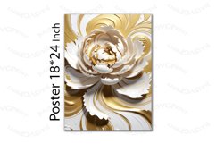 Gold peony poster 18/24 inch Gold white 3D flower bas-relief Product Image 1