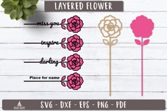 Peony Flower Name SVG 3d Layered Laser Cut