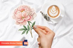 Peony flower sticker, Floral sticker, Peony blossom sticker Product Image 1