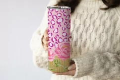 Mothers day sublimation tumbler wrap 20 Oz, peony flower tumbler sublimation, pink leopard tumbler wrap. summer tumbler design.
