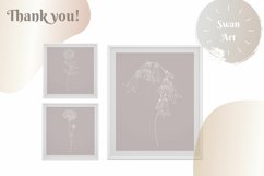 Gray botanical art printable, summer flowers wall art set 3 Product Image 5