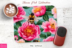 Bright Pink Peony Design|Flower Mouse Pad Sublimation Product Image 1