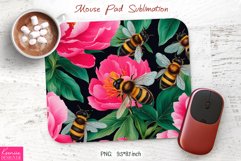 Bright Pink Peony Design|Flower Mouse Pad Sublimation Product Image 1