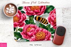 Bright Pink Peony Design|Flower Mouse Pad Sublimation Product Image 1