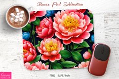 Bright Pink Peony Design|Flower Mouse Pad Sublimation Product Image 1