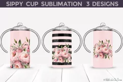 Peony Sippy Cup | Pink Flowers Sippy Cup Tumbler Product Image 1