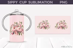 Peony Sippy Cup | Pink Flowers Sippy Cup Tumbler Product Image 2
