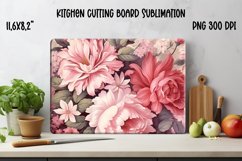 Peony flower kitchen cutting glass board design PNG