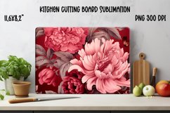 Peonies kitchen cutting glass board PNG design